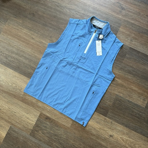 NWT Kenneth Cole Golf Blue 1/4 Zip Windbreaker Vest Men's Size M Golf - Picture 1 of 8